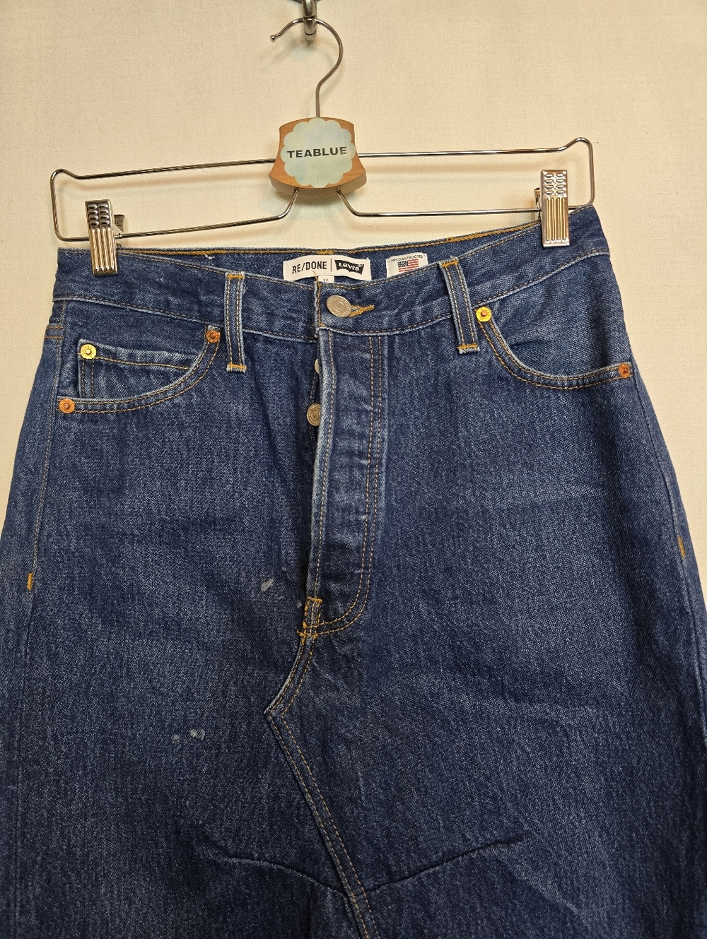 FLAWED RE/DONE Revolve Long Denim Skirt Indigo 27 - Picture 13 of 13